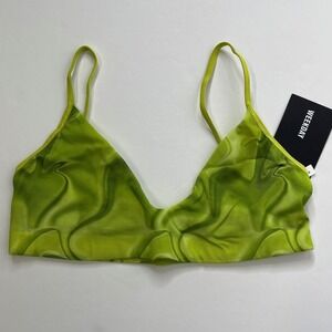 Weekday Green Bralette. Green Swirl Patterned Bra, Retro Style Bralettes H5
